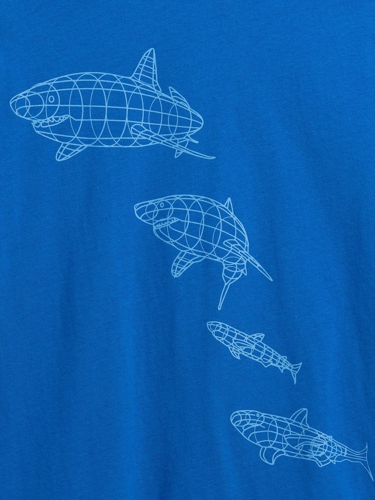 Blue Shark Graphic Short Sleeve T-Shirt (4-13yrs) - Image 3 of 3
