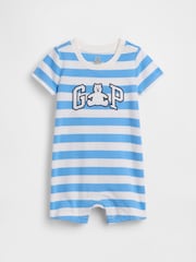 Gap Blue Stripe Logo Shorts One-Piece (0-24mths) - Image 1 of 3