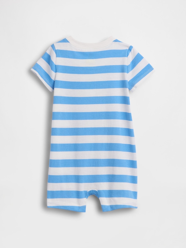 Gap Blue Stripe Logo Shorts One-Piece (0-24mths) - Image 2 of 3
