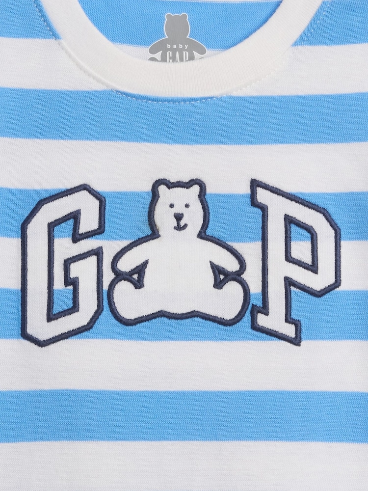 Gap Blue Stripe Logo Shorts One-Piece (0-24mths) - Image 3 of 3