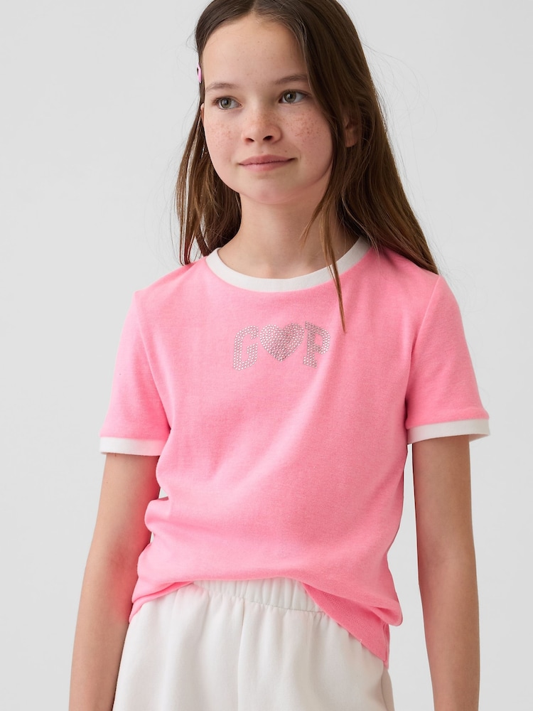 Gap Pink Ringer Graphic Short Sleeve T-Shirt (4-13yrs) - Image 1 of 4