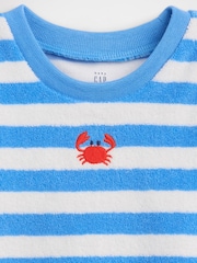 Gap Blue Towel Terry Stripe Top & Short Sets (0-24mths) - Image 3 of 3