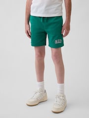 Gap Green Relaxed Graphic French Terry Pull On Shorts (4-13yrs) - Image 1 of 5
