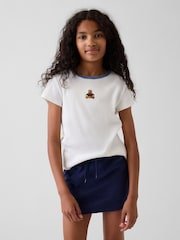 Gap White Embroidered Rib T-Shirt (4-13yrs) - Image 1 of 4