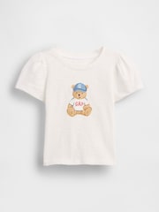 Gap Cream Brannan Bear Puff-Sleeve T-Shirt (6mths-5yrs) - Image 2 of 4