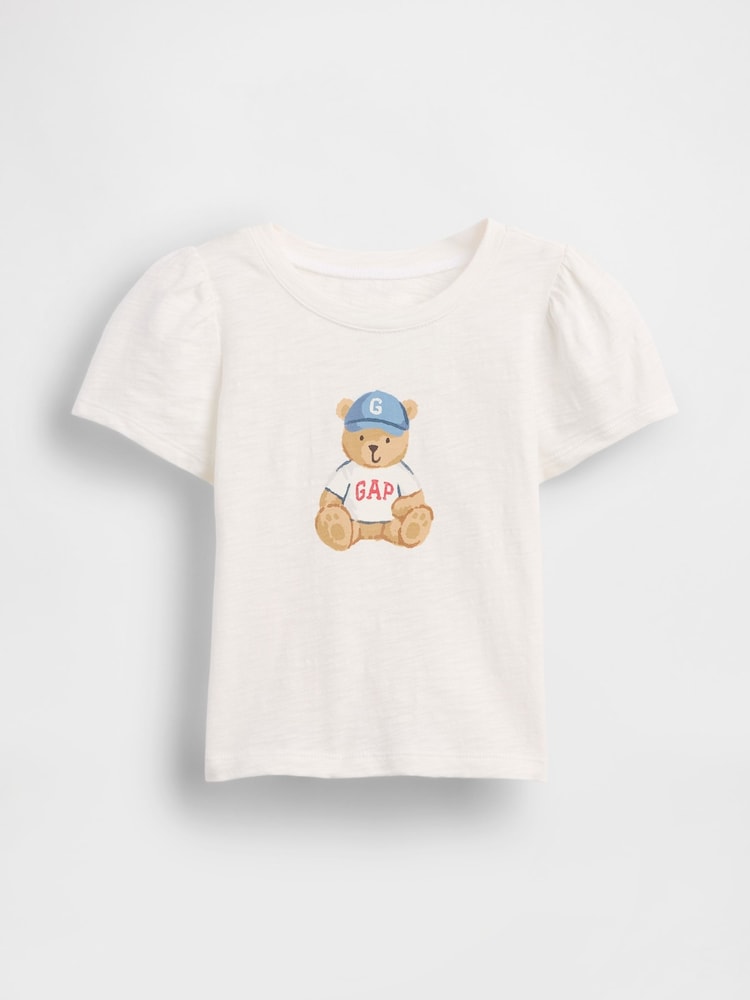 Gap Cream Brannan Bear Puff-Sleeve T-Shirt (6mths-5yrs) - Image 2 of 4