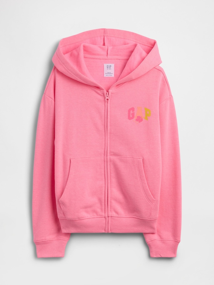 Gap Pink Relaxed Logo Zip Hoodie (4-13yrs) - Image 1 of 3