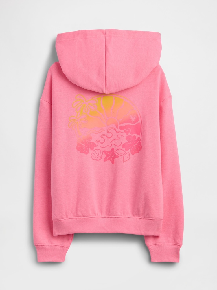 Gap Pink Relaxed Logo Zip Hoodie (4-13yrs) - Image 2 of 3