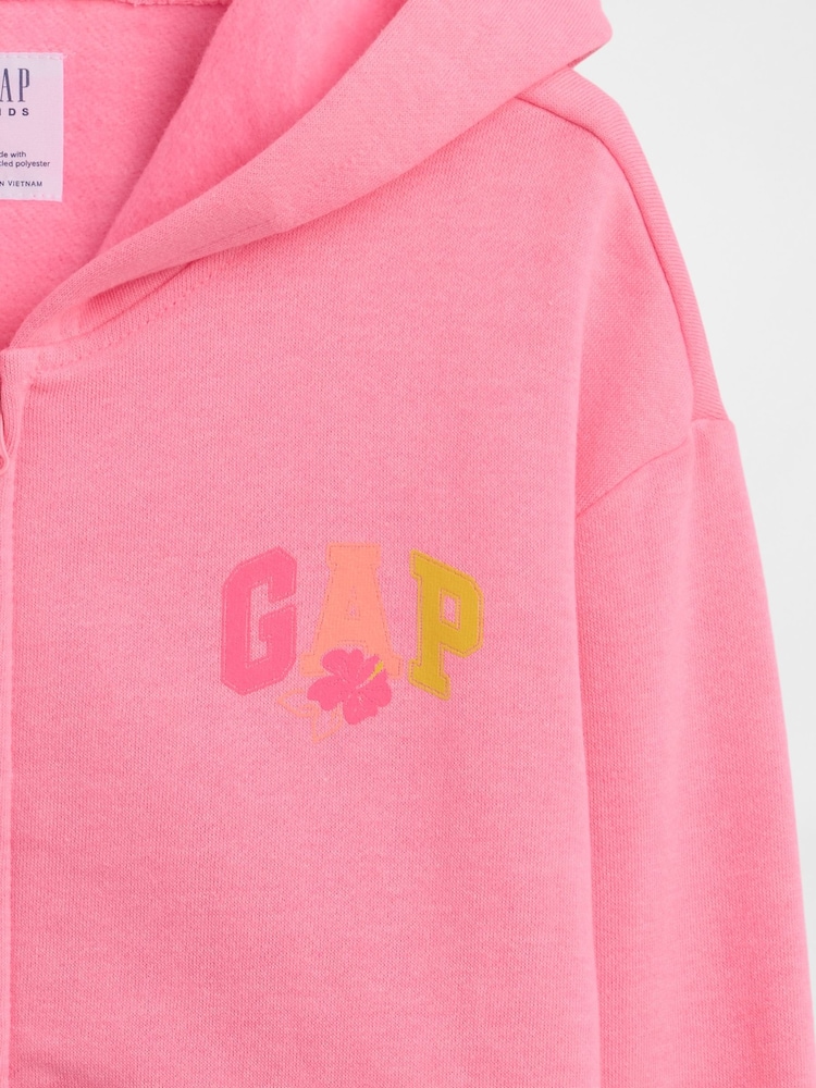 Gap Pink Relaxed Logo Zip Hoodie (4-13yrs) - Image 3 of 3