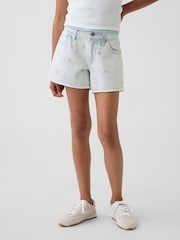 Gap Light Wash Low Rise Stride Embroidered Lemon Denim Shorts (5-13yrs) - Image 1 of 6