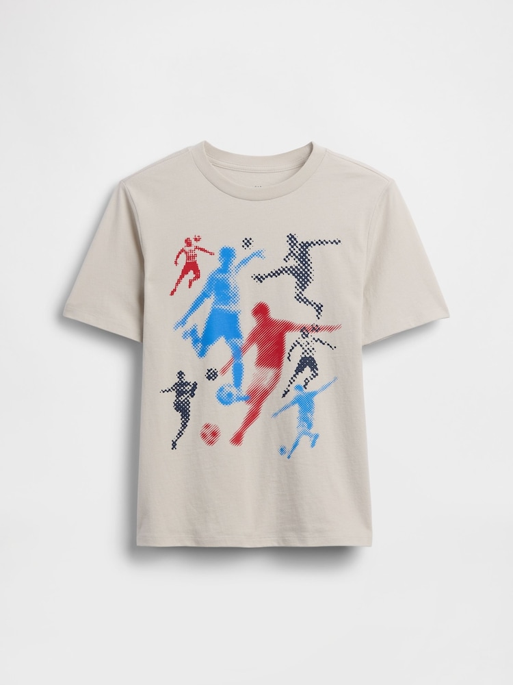 Grey Football Graphic Short Sleeve T-Shirt (4-13yrs) - Image 1 of 3 Grey Football Graphic Short Sleeve T-Shirt (4-13yrs) - Image 1 of 3