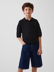 Gap Black Relaxed Polo Shirt (4-13yrs) - Image 1 of 4