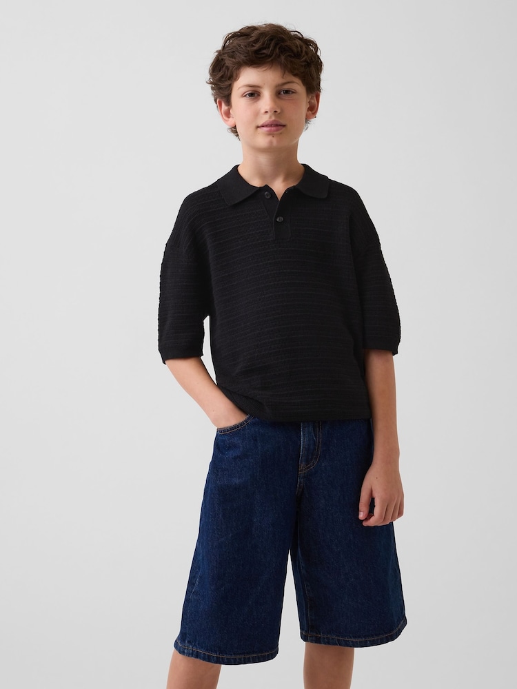 Gap Black Relaxed Polo Shirt (4-13yrs) - Image 1 of 4