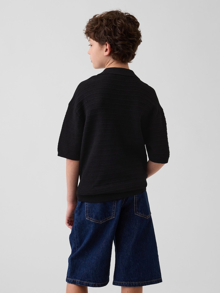 Gap Black Relaxed Polo Shirt (4-13yrs) - Image 2 of 4