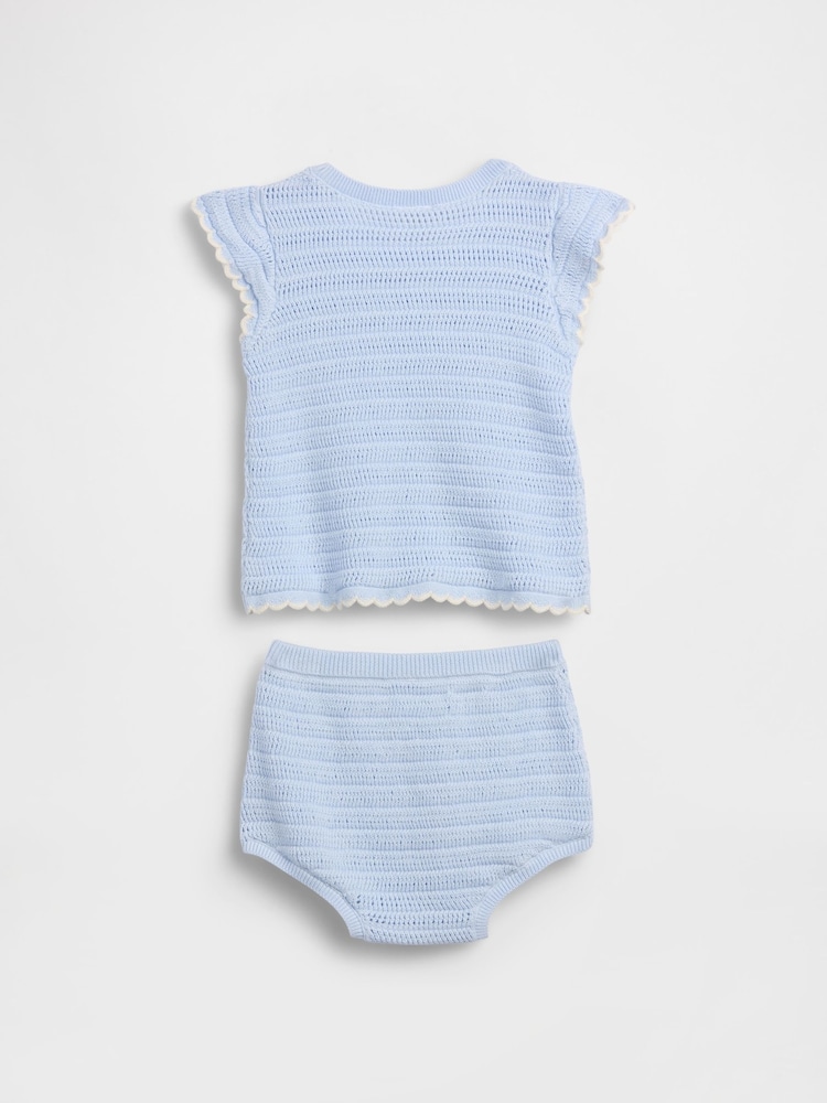 Gap Blue Crochet Stripe Outfit Set (0-24mths) - Image 2 of 3