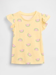 Gap Yellow Watermelon Print Flutter Sleeve T-Shirt (6mths-5yrs) - Image 1 of 3