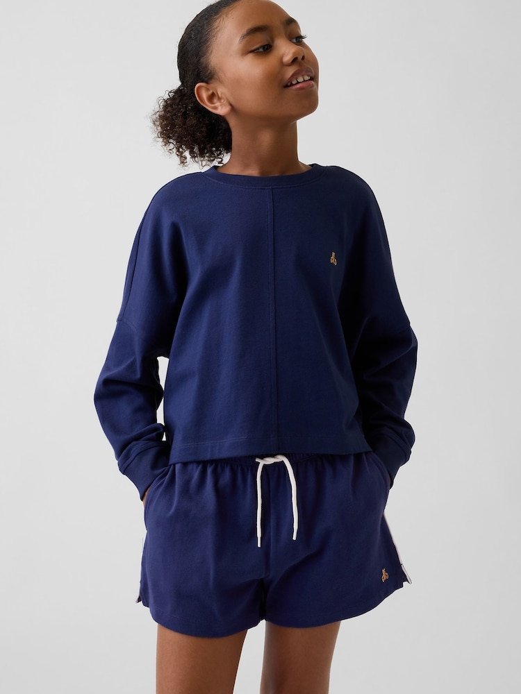 Gap Navy Heavyweight Oversized Seam Long Sleeve T-Shirt (4-13yrs) - Image 1 of 2