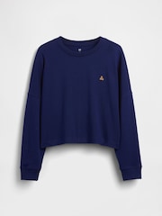 Gap Navy Heavyweight Oversized Seam Long Sleeve T-Shirt (4-13yrs) - Image 2 of 2