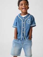Gap Blue Baby & Toddler Denim Varsity Logo Baseball Shirt (6mths-5yrs) - Image 1 of 4