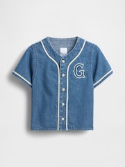 Gap Blue Baby & Toddler Denim Varsity Logo Baseball Shirt (6mths-5yrs) - Image 2 of 4