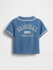 Gap Blue Baby & Toddler Denim Varsity Logo Baseball Shirt (6mths-5yrs) - Image 3 of 4