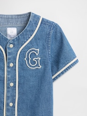 Gap Blue Baby & Toddler Denim Varsity Logo Baseball Shirt (6mths-5yrs) - Image 4 of 4
