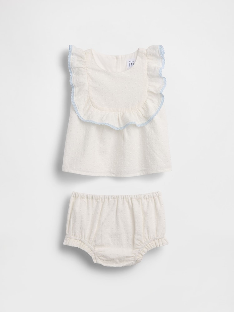 Gap White Eyelet Bib Outfit Set (0-24mths) - Image 1 of 3