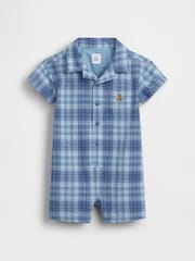 Gap Blue Check Shorts One-Piece (0-24mths) - Image 1 of 2