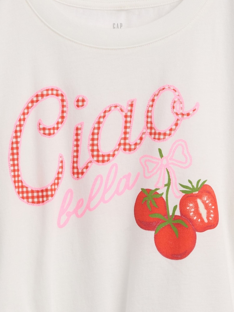 Gap White Tomato Oversized Knot-Tie Graphic Short Sleeve T-Shirt (4-13yrs) - Image 3 of 3