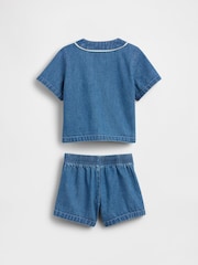 Gap Blue Denim Varsity Top & Short Sets (0-24mths) - Image 2 of 3