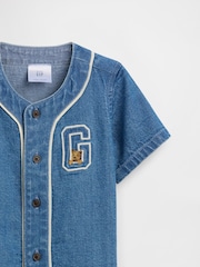 Gap Blue Denim Varsity Top & Short Sets (0-24mths) - Image 3 of 3