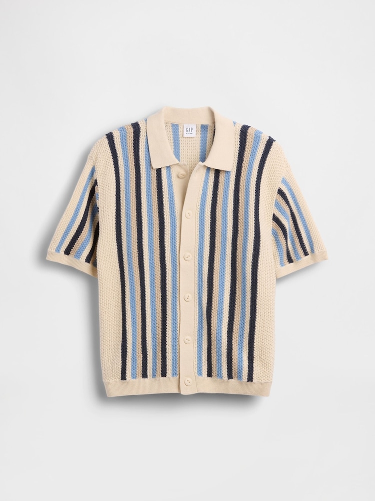 Gap Cream Crochet Stripe Shirt (4-13yrs) - Image 1 of 1 Gap Cream Crochet Stripe Shirt (4-13yrs) - Image 1 of 1