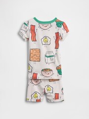 Gap White Brushed Cotton Breakfast Pyjamas Short Set (6mths-5yrs) - Image 2 of 2
