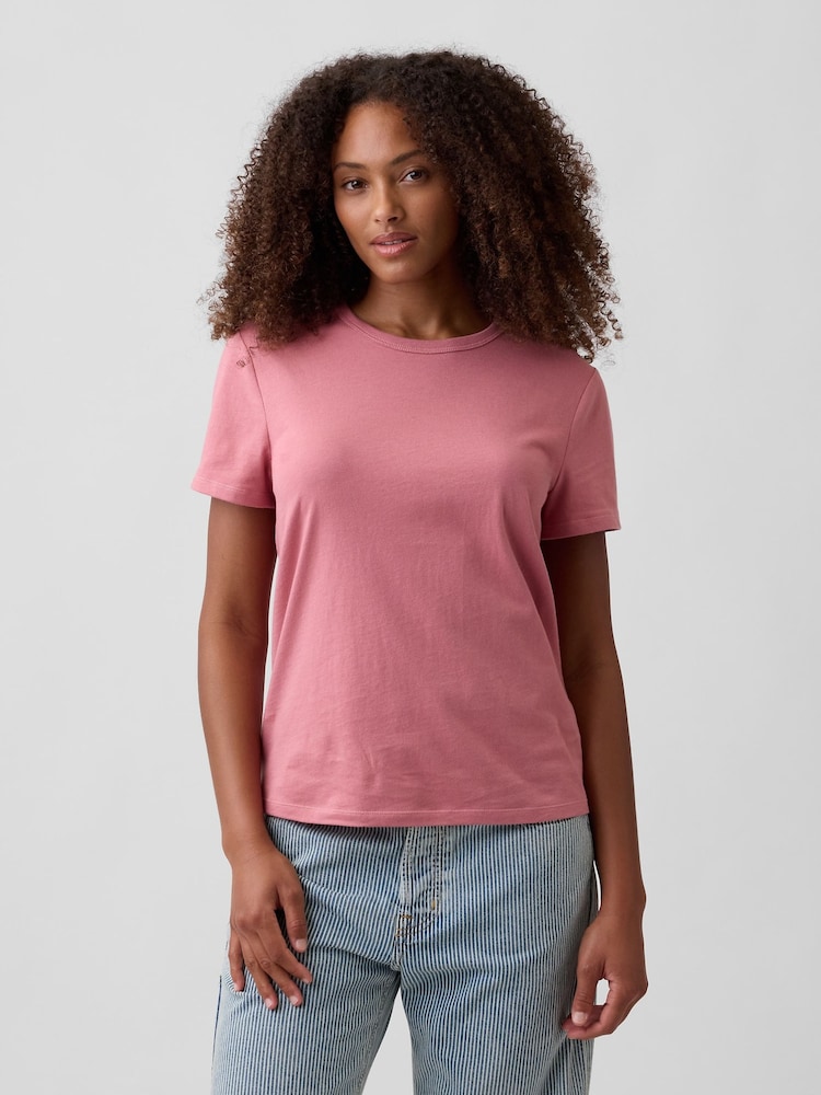 Gap Pink Crew Neck Favourite Crew Neck Short Sleeve T-Shirt - Image 1 of 4
