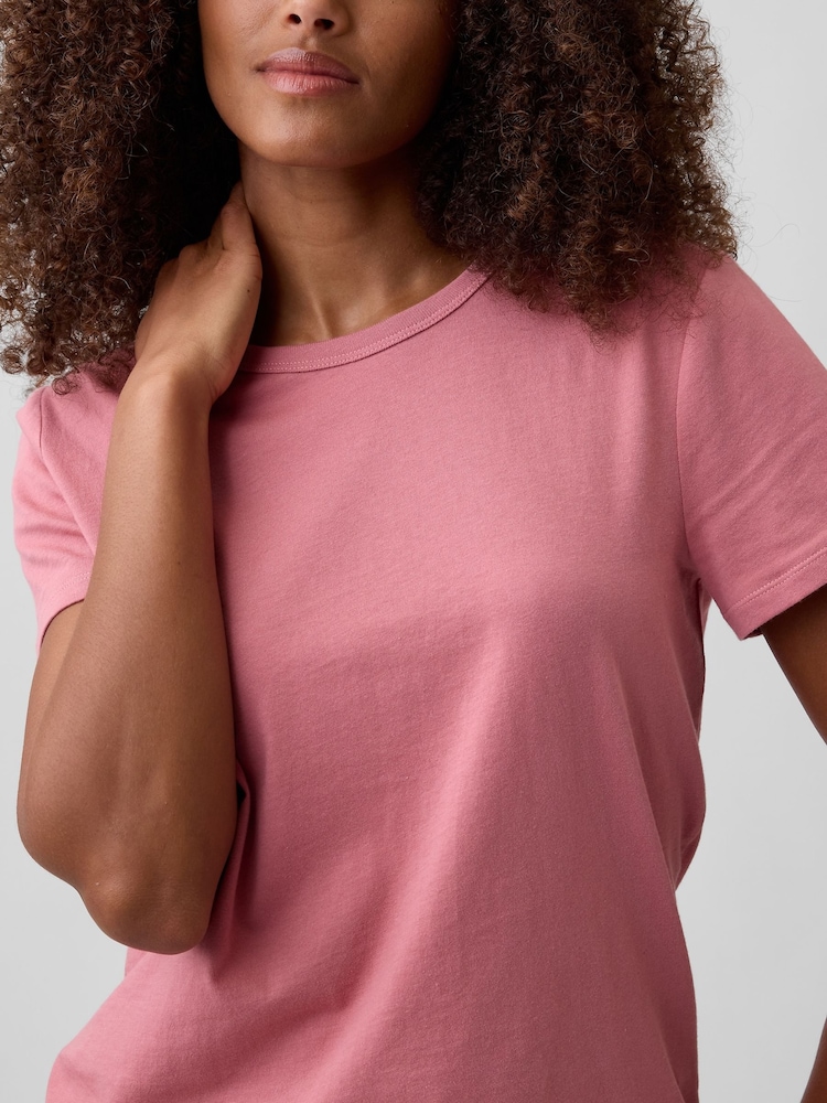 Gap Pink Crew Neck Favourite Crew Neck Short Sleeve T-Shirt - Image 4 of 4
