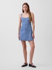 Gap Blue Denim Panelled Mini Dress - Image 1 of 5