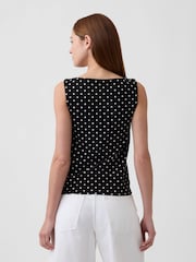 Gap Black Polka Dot Boatneck Vest Top - Image 2 of 5