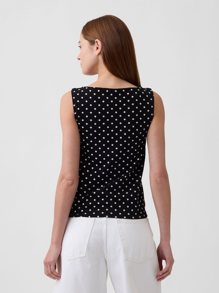 Gap Black Polka Dot Boatneck Vest Top - Image 2 of 5 Gap Black Polka Dot Boatneck Vest Top - Image 2 of 5