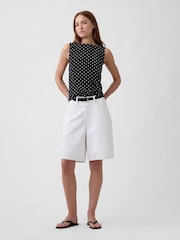 Gap Black Polka Dot Boatneck Vest Top - Image 3 of 5