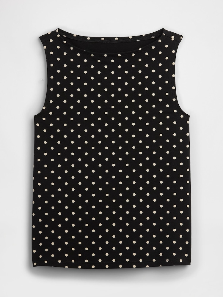 Gap Black Polka Dot Boatneck Vest Top - Image 5 of 5 Gap Black Polka Dot Boatneck Vest Top - Image 5 of 5