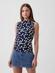 Gap Navy Daisy Boatneck Vest - Image 1 of 5