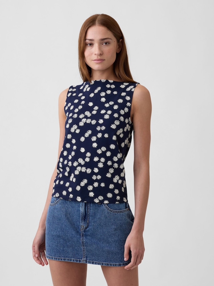 Gap Navy Daisy Boatneck Vest - Image 1 of 5 Gap Navy Daisy Boatneck Vest - Image 1 of 5