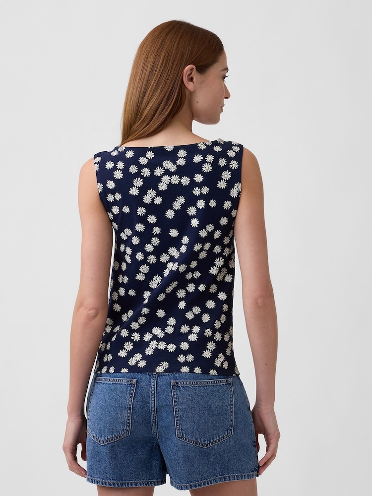 Gap Navy Daisy Boatneck Vest - Image 2 of 5 Gap Navy Daisy Boatneck Vest - Image 2 of 5
