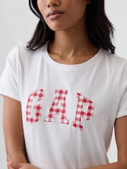 Gap White/Red Gingham Logo Short Sleeve T-Shirt - Image 4 of 5