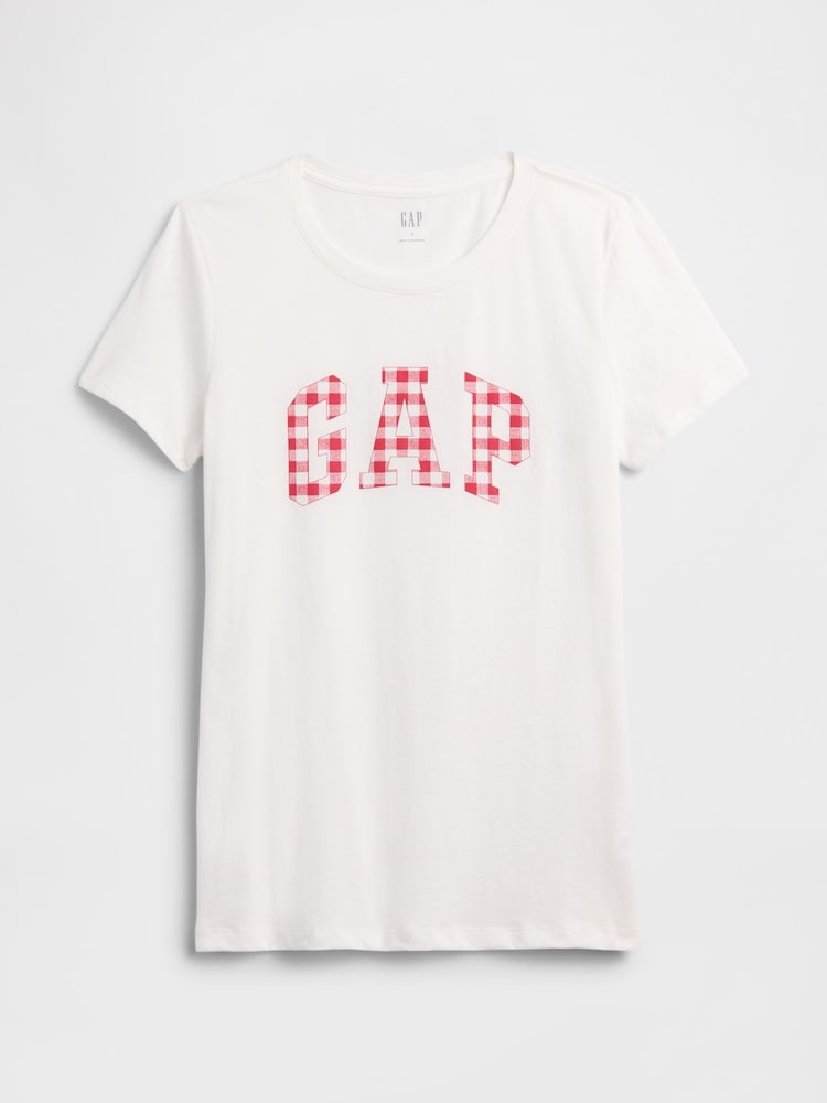 Gap White/Red Gingham Logo Short Sleeve T-Shirt - Image 5 of 5