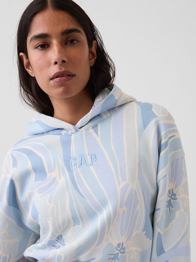 Gap Blue Print VintageSoft Crop Logo Hoodie - Image 4 of 4 Gap Blue Print VintageSoft Crop Logo Hoodie - Image 4 of 4