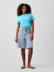 Gap Turquoise Blue Crew Neck Favourite Crew Neck Short Sleeve T-Shirt - Image 3 of 5