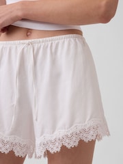 Gap White 4 inch Mid Rise Linen-Blend Lace-Trim Shorts - Image 5 of 6