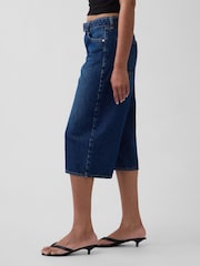 Gap Dark Wash High Waisted Belted Culotte Barrel Jeans - Image 3 of 5
