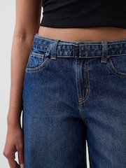 Gap Dark Wash High Waisted Belted Culotte Barrel Jeans - Image 5 of 5